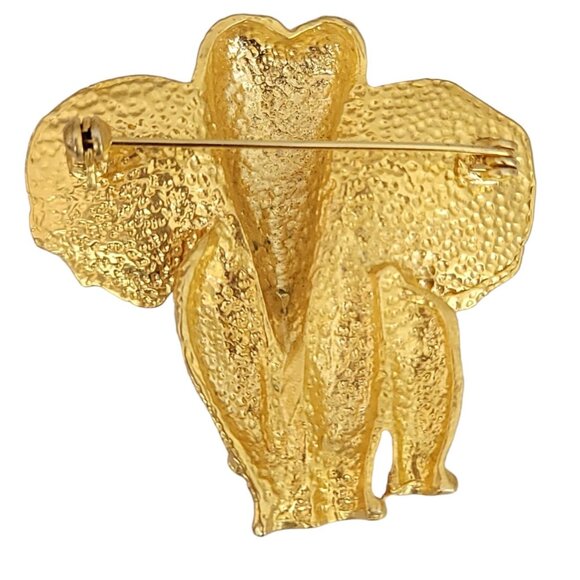 Gold Tone Elephant Clear Rhinestone Eyes Brooch K605 - Picture 6 of 9